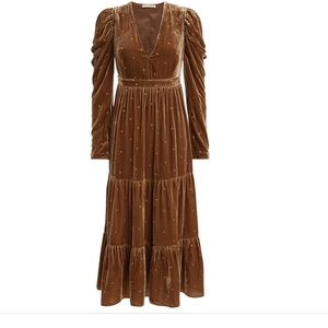 Ulla Johnson velvet V neck dress.